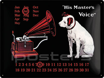 HMV His Masters Voice Nipper Metal Advertising Plaque