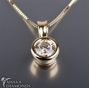 dia_grneck6142: Bezel Set Diamond Pendant Solitaire 1.09 Ct