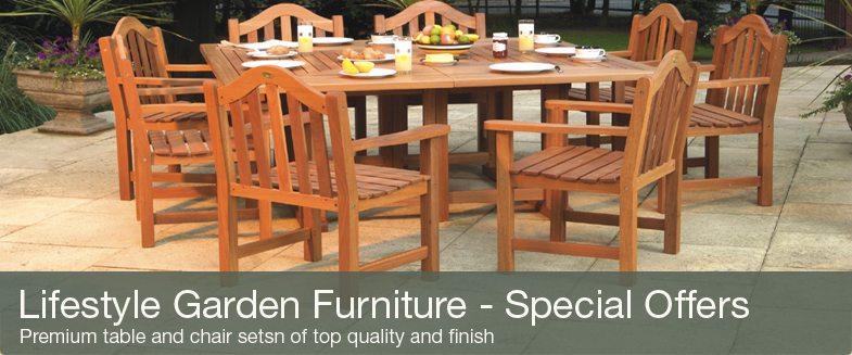 Garden furniture, wooden garden furniture sets, low maintenance cast iron and textilene furniture sets.