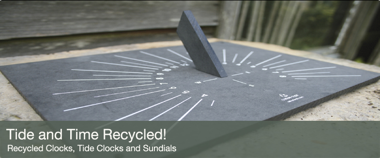 Recycled clocks,sundials,tide clocks.