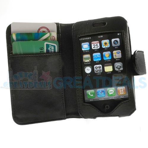 New Leather Case Cover For Apple Iphone 3G 8/16GB Black