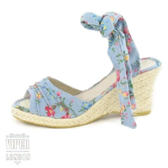 light blue floral heels