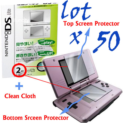 50 X Genuine Hori Screen Protector For Nintendo DS Lite