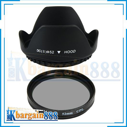 psp glass 52mm Flower Lens hood + CPL filter for Nikon D3000 D80 pic