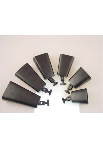 6 piece Black Metal Cowbell Set - Bells percussion NEW
