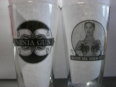 Ninja Gun pint glass