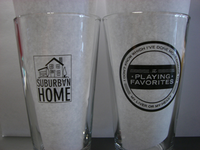The Playing Favorites pint glass