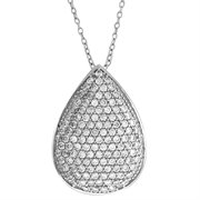 BS-HFP8453: Sterling Silver Cubic Zirconia Pave Tear Drop Pendant