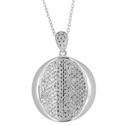 BS-HFP0328: Sterling Silver Cubic Zirconia Pave Circle Pendant 18"