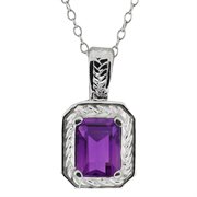 MEG-0089-OV-AM-PUR-WG18K: 1.50 Ct Oval Purple Amethyst 18k White Gold Pendant with 18" Chain