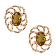 MEG-0173-OV-Q-WSK-RG14K: 1.10 Ct Oval Whiskey Quartz 14k Rose Gold Earrings