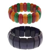 CC-XLL-906-908: Set of Two 8" Purple and Multi-Color Natural Stone Stretch Bracelet Set