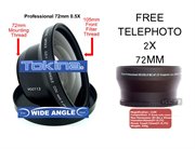 2137-2LENS-T4223-&-WA3999-Panasonic: 72MM  2X Telephoto & 0.5X Tokina Wide Angle Lens 72MM