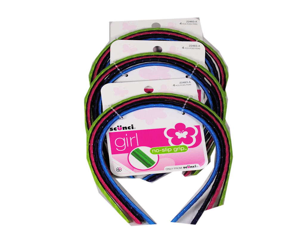 Lot of 12 Scunci Girl No Slip Grip Hairbands Headbands  