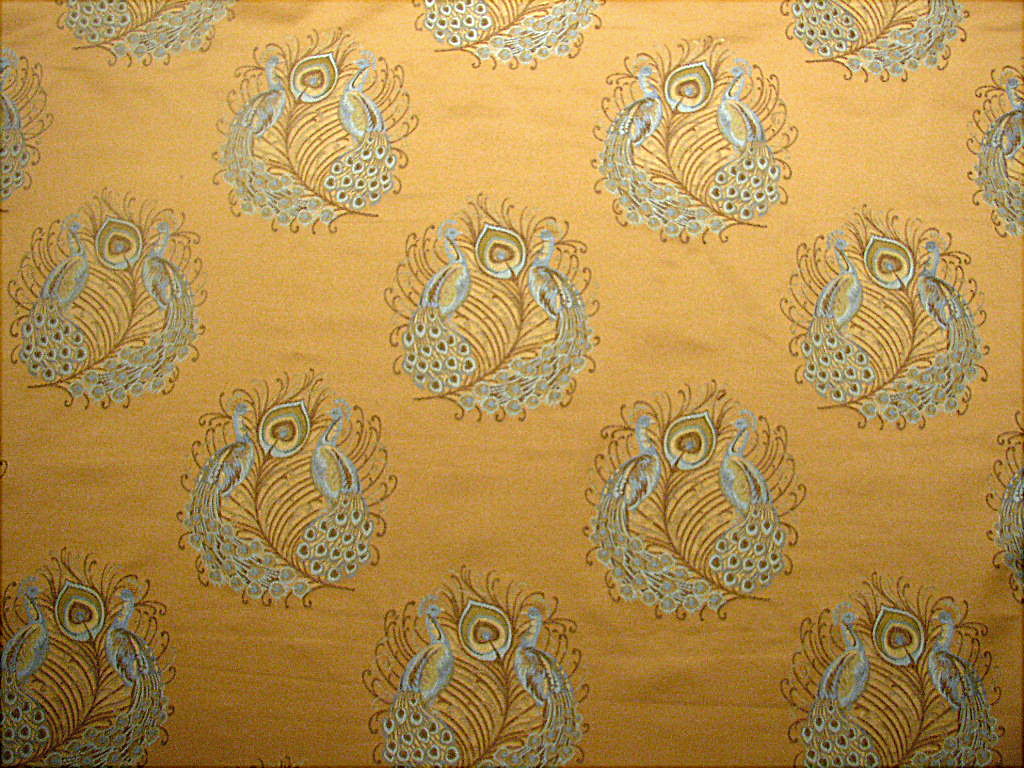 Italian Peacock Bird Upholstery Fabric Caramel 6 Y