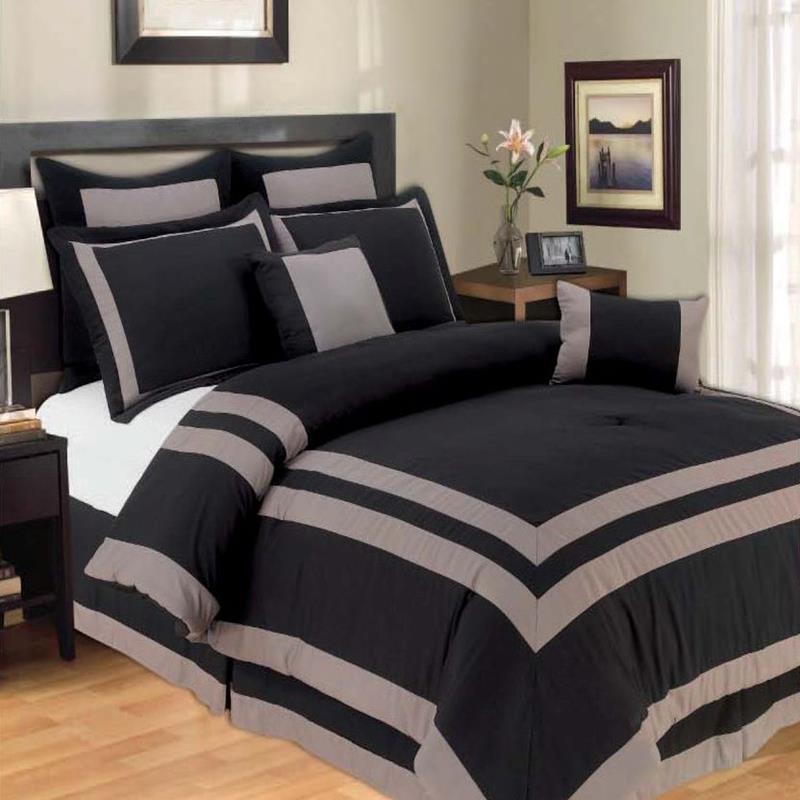 Harbor Black/Gray Oversize King 8 Piece Comforter Set | eBay