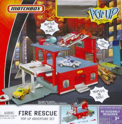 Matchbox Pop Up Fire Rescue Playset Fire Engine Truck