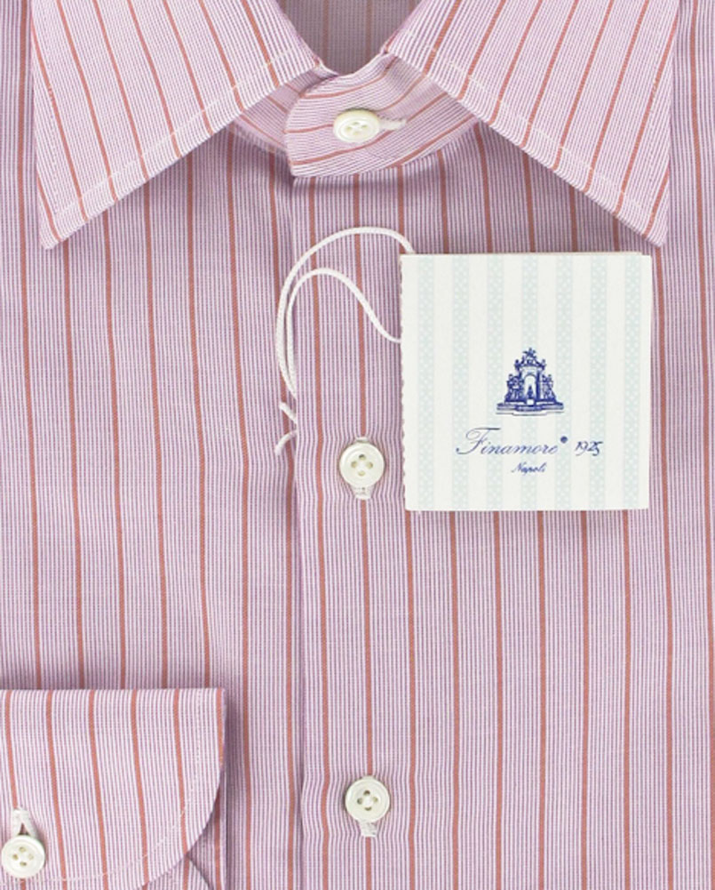 New $425 Finamore Napoli Pink Shirt 15.5/39  