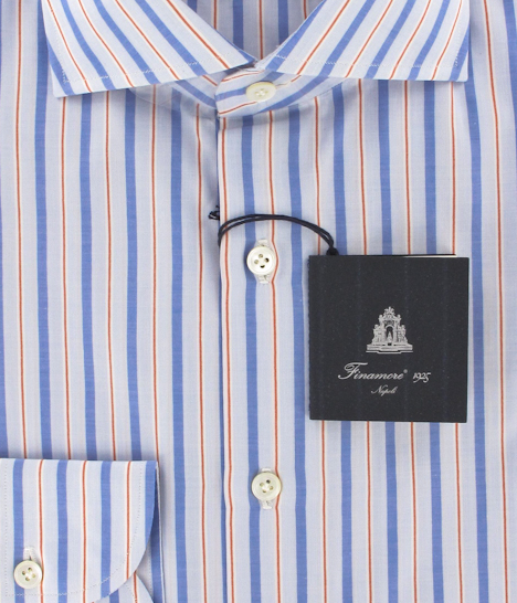 New $425 Finamore Napoli Blue Shirt 16/41  