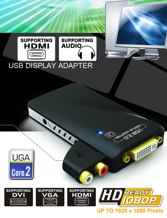 USB to DVI VGA HDMI Display Graphics Adapter Converter