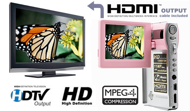   HD Ultra Slim Digital Video Camcorder+Camera+/MP4+HDMI~Pink  