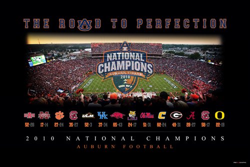 Auburn Tigers 2010 National Champions Print (24 x 36)  