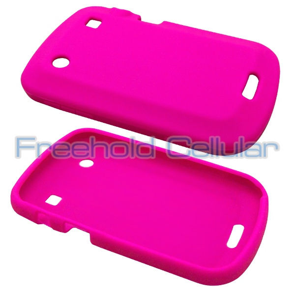Hot Pink Silicone Skin Cover Case+Film+Car Charger for BlackBerry Bold 