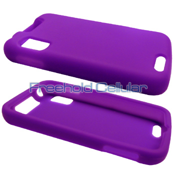 Purple Silicone Skin Cover Case + Film + Car Charger for Motorola 