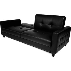 Rome Faux Leather Convertible Sofa Bed Black