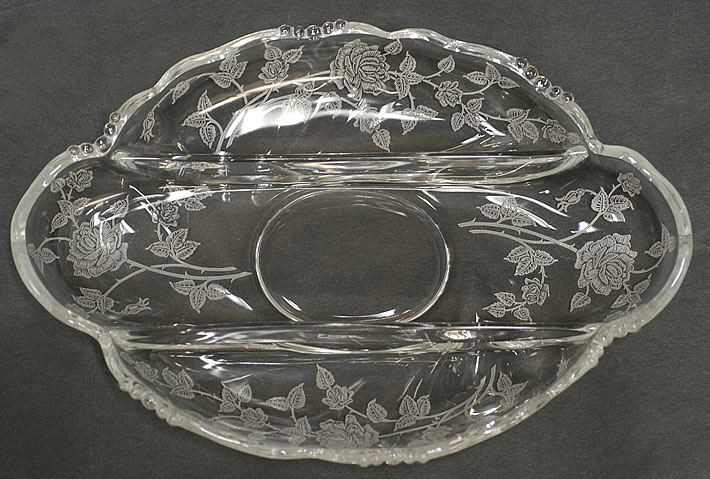 Heisy Etched Crystal HEISEY ROSE Relish Serving Dish | eBay