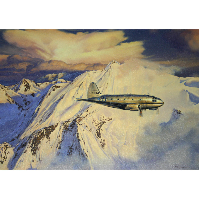   46 COMMANDO AVIATION ART KODERA OIL CANVAS PAINTING AIRCRAFT WW2