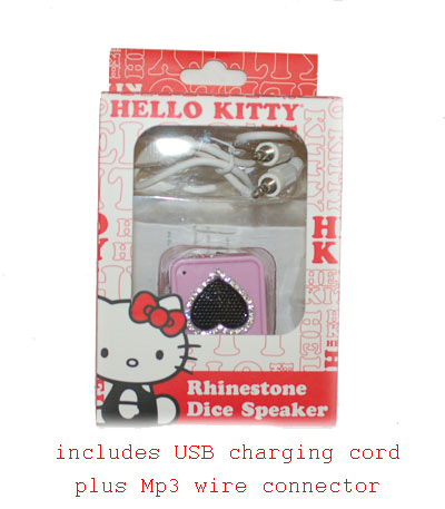 HELLO KITTY RHINESTONE DICE PORTABLE SPEAKER 12709 HK  