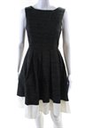 Clement Willoch Womens Back Zip Scoop Neck Mini A Line Dress Black White IT  40